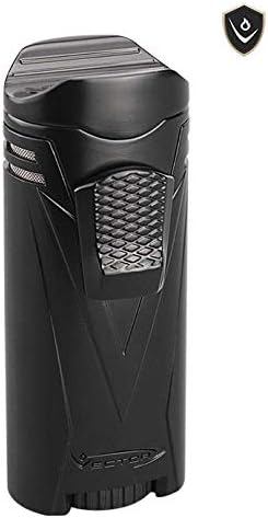 Vector Iron Quad 04 Black Matte Quad Flame Windproof Jet Lighter for Cigars