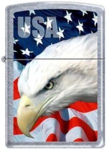 Zippo USA Flag & Eagle Street Chrome Finish Lighter